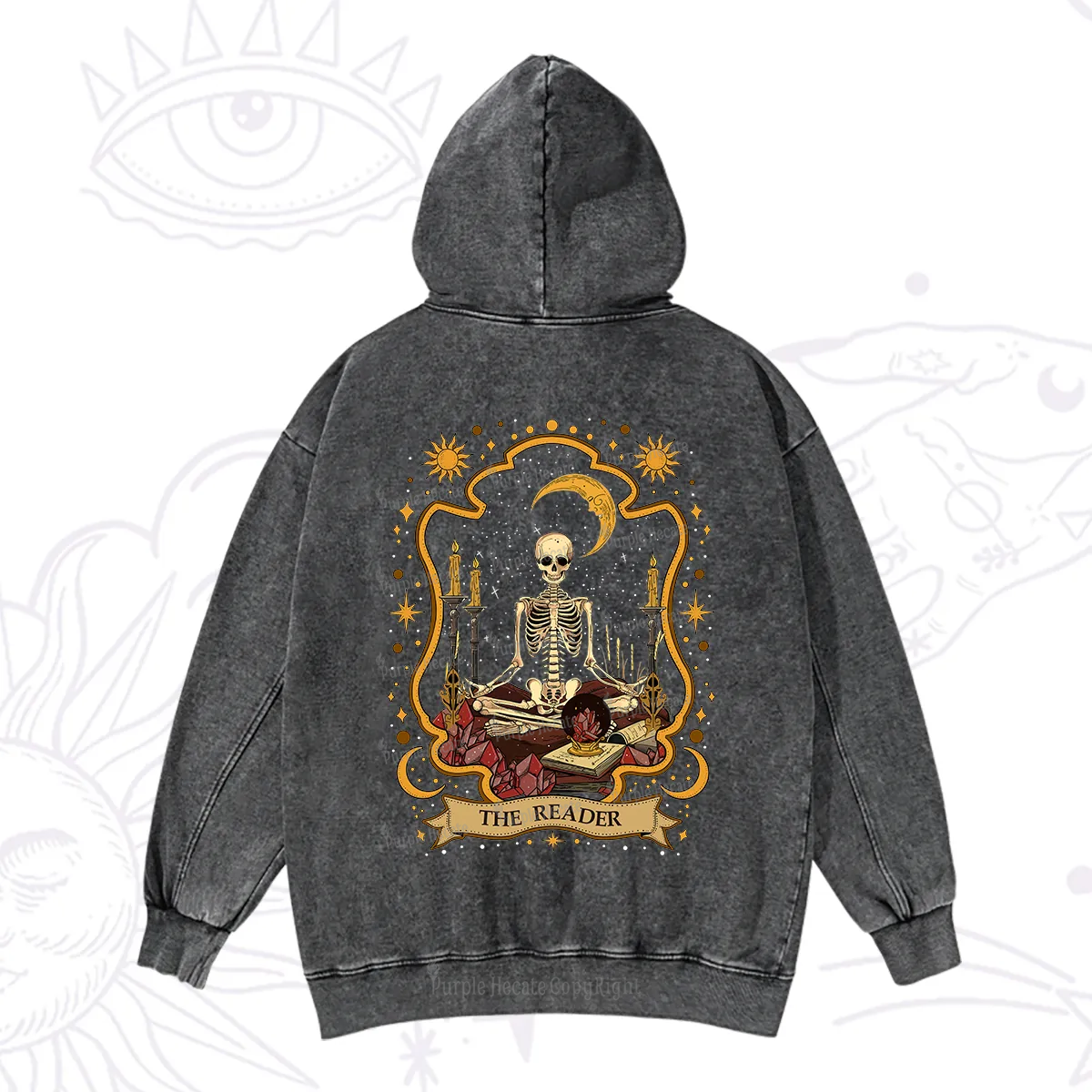 Purplehecate The Reader Skeleton Washed Hoodie