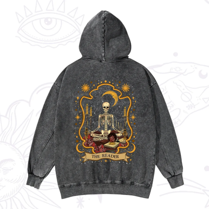 Purplehecate The Reader Skeleton Washed Hoodie