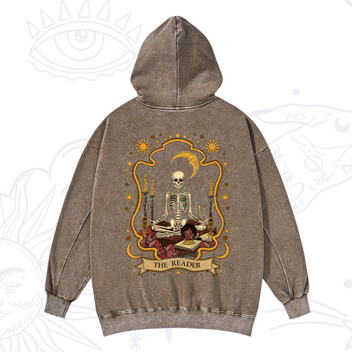 Purplehecate The Reader Skeleton Washed Hoodie