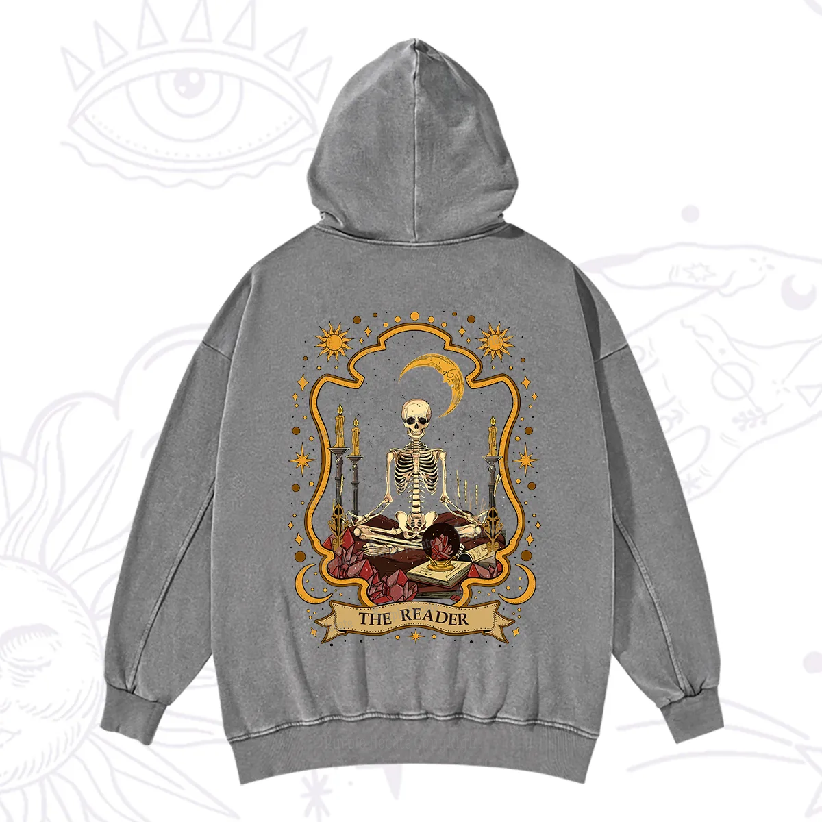 Purplehecate The Reader Skeleton Washed Hoodie