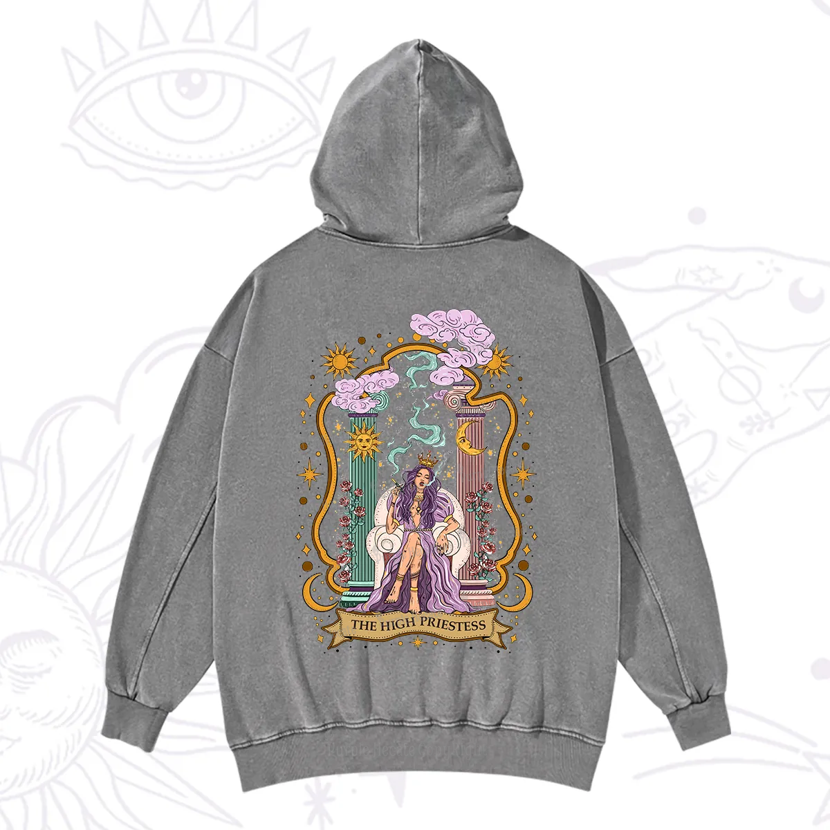 Purplehecate The High Priestess Goddess Washed Hoodie
