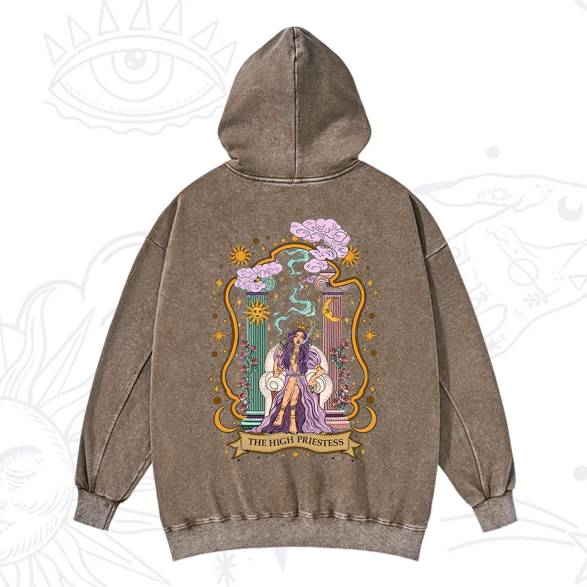 Purplehecate The High Priestess Goddess Washed Hoodie