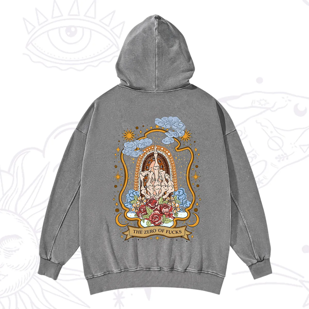Purplehecate The Zero of Fucks Skeleton Washed Hoodie