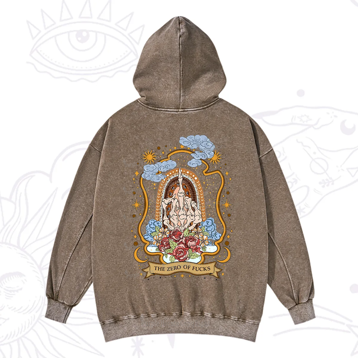 Purplehecate The Zero of Fucks Skeleton Washed Hoodie