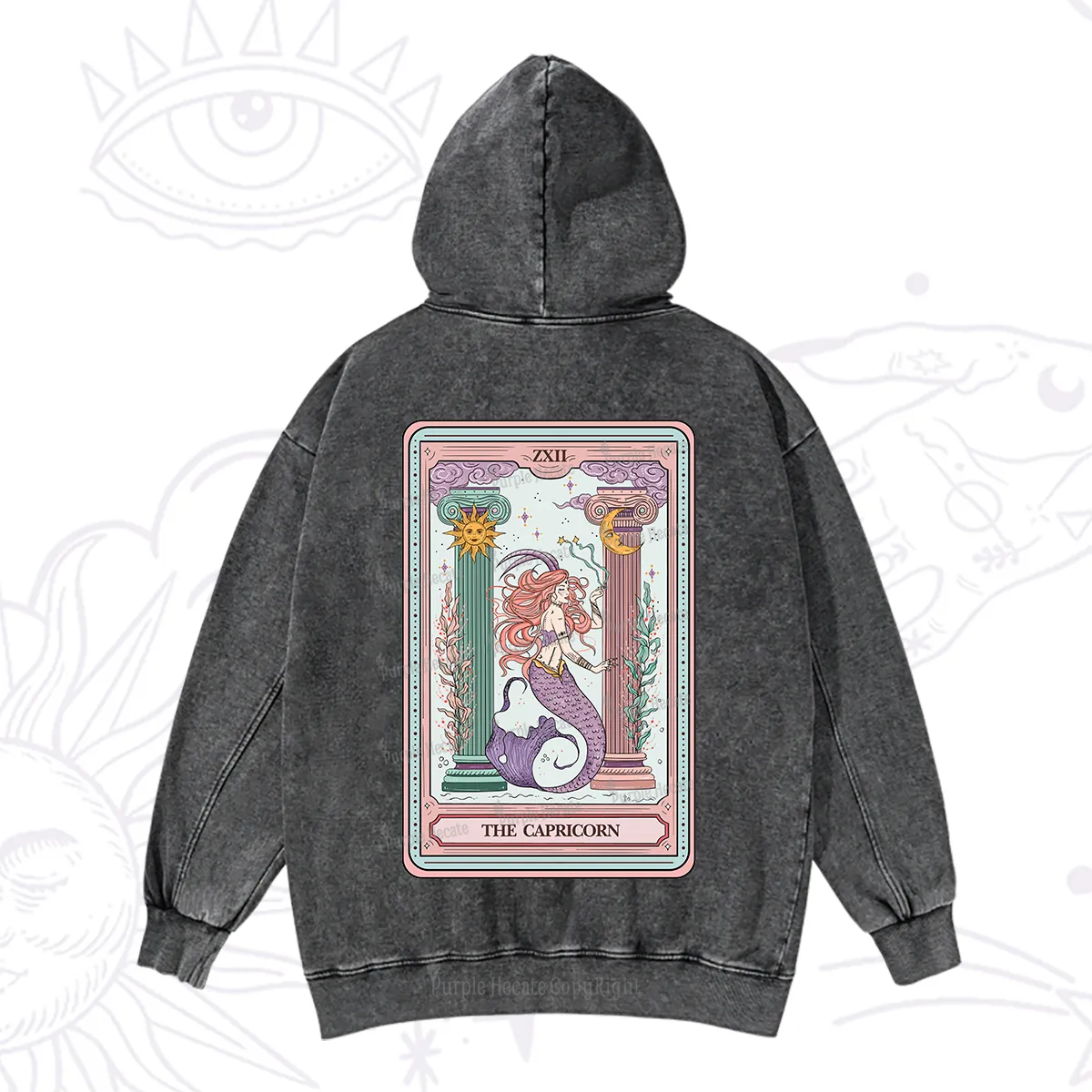 Purplehecate The Capricorn Goddess Tarot Washed Hoodie