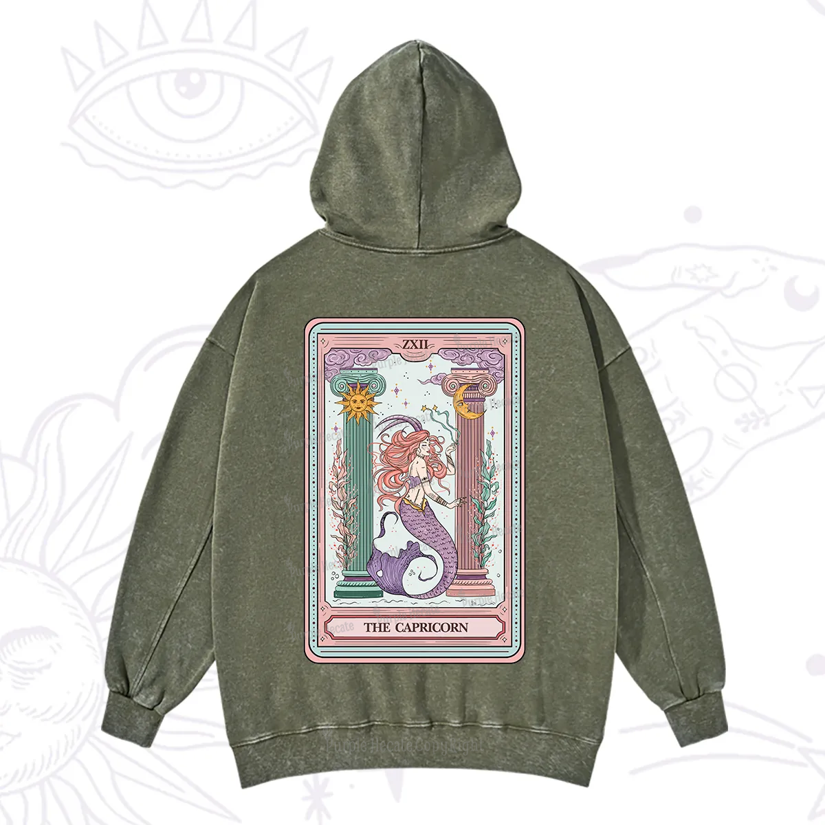 Purplehecate The Capricorn Goddess Tarot Washed Hoodie