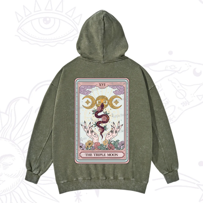 Purplehecate The Triple Moon Tarot Washed Hoodie