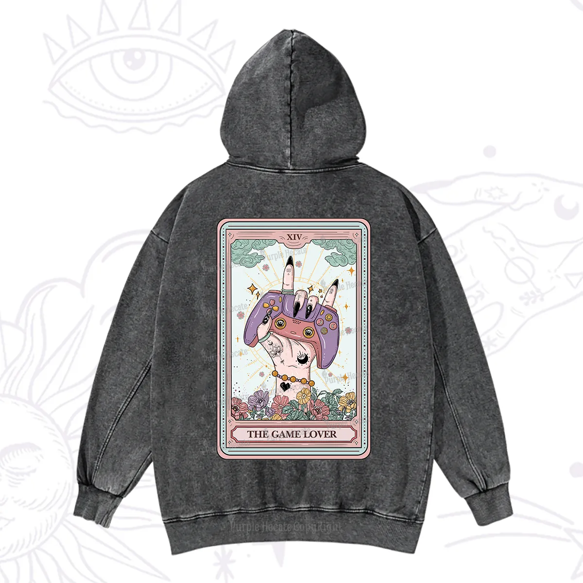 Purplehecate The Game Lover Tarot Washed Hoodie