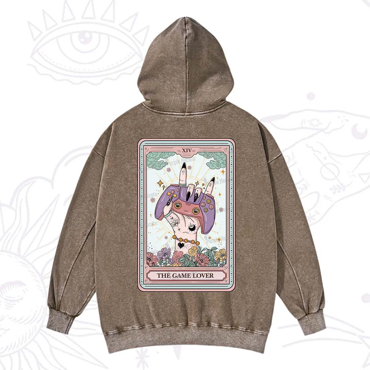 Purplehecate The Game Lover Tarot Washed Hoodie