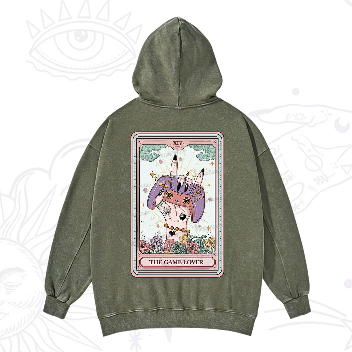 Purplehecate The Game Lover Tarot Washed Hoodie