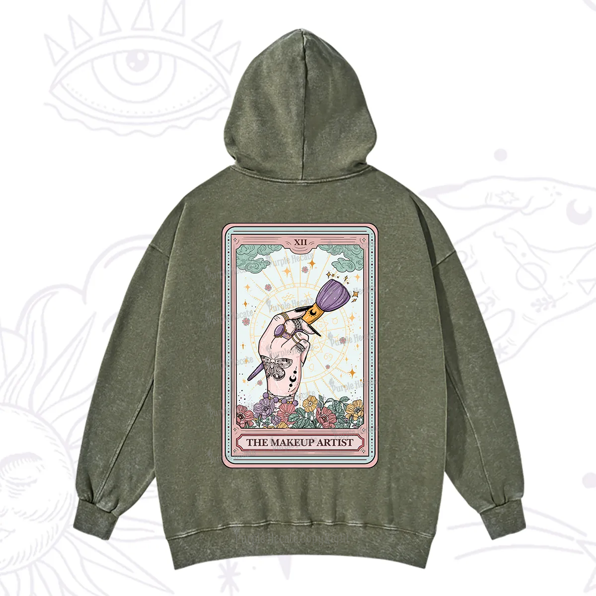Purplehecate The Makeup Artist Tarot Washed Hoodie