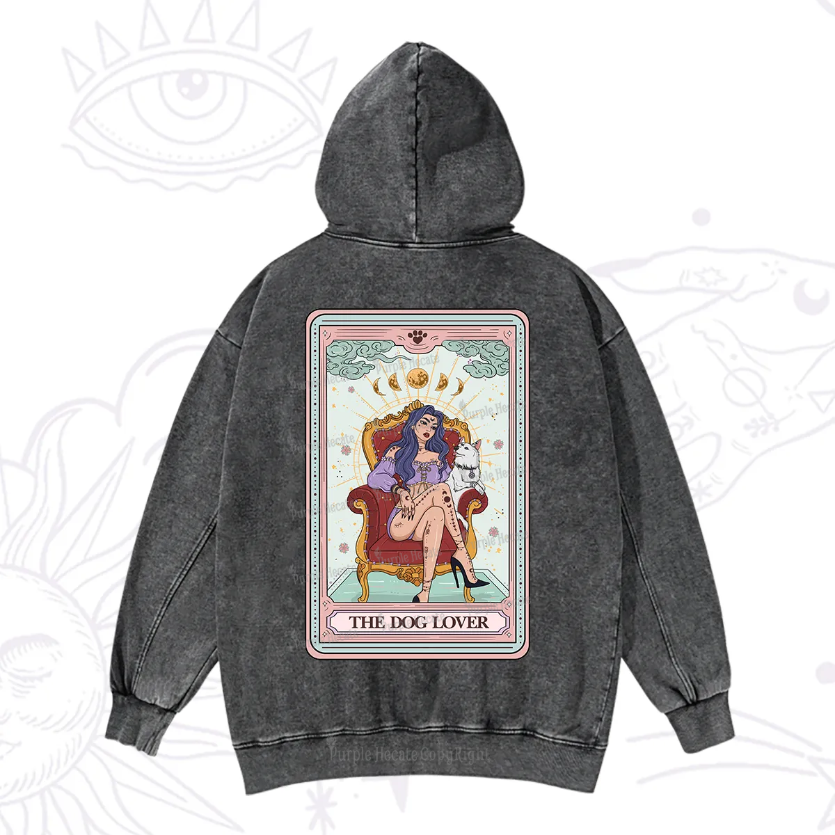 Purplehecate The Dog Lover Tarot Washed Hoodie