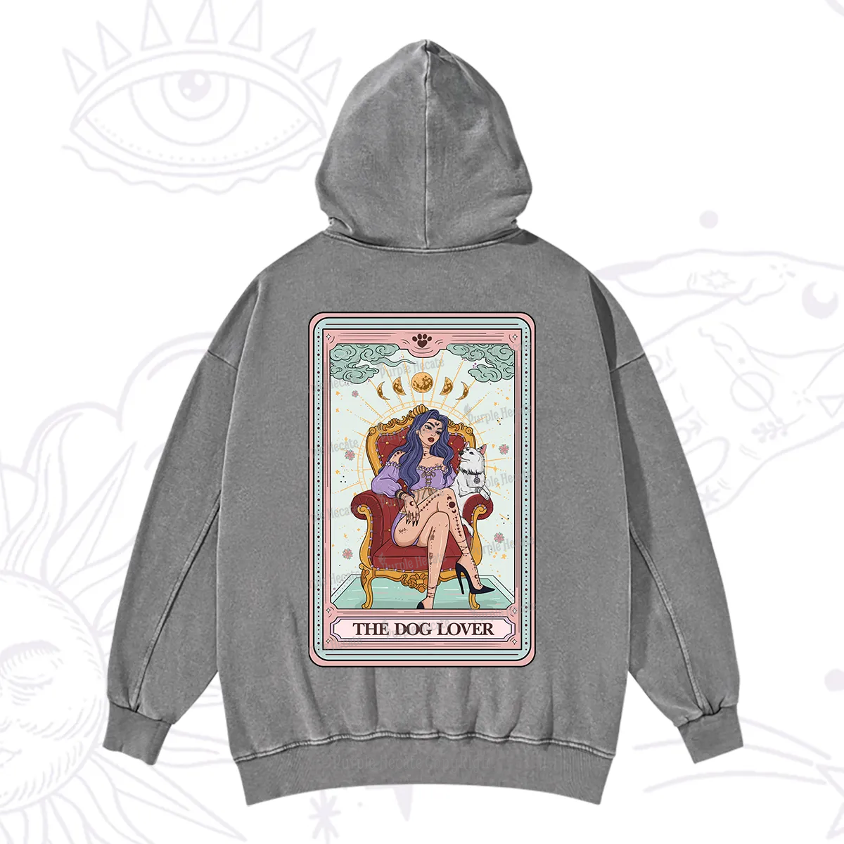 Purplehecate The Dog Lover Tarot Washed Hoodie