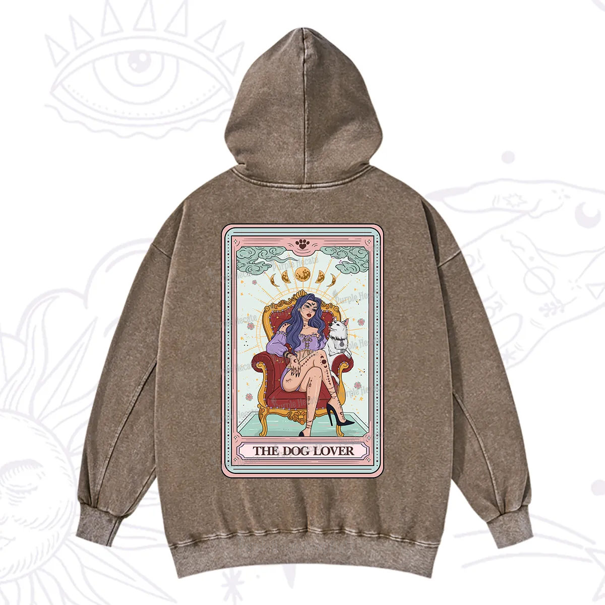 Purplehecate The Dog Lover Tarot Washed Hoodie