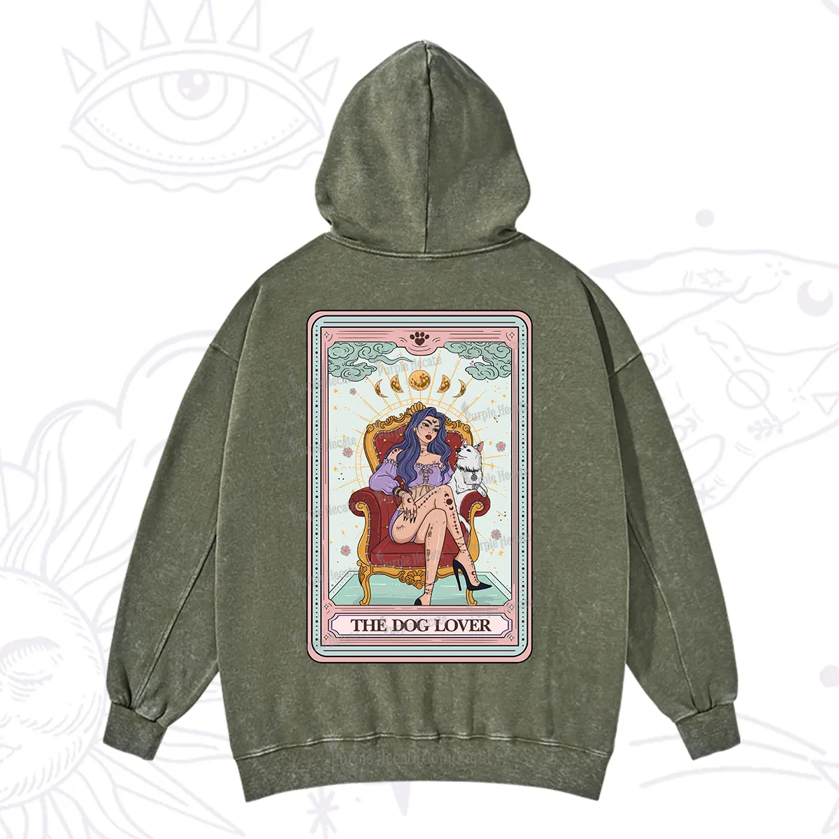 Purplehecate The Dog Lover Tarot Washed Hoodie