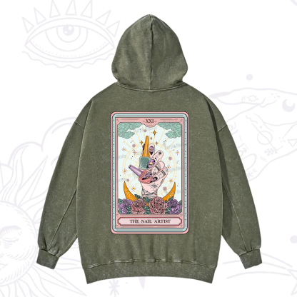 Purplehecate The Badass Nail Artist Tarot Washed Hoodie