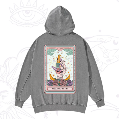 Purplehecate The Badass Nail Artist Tarot Washed Hoodie