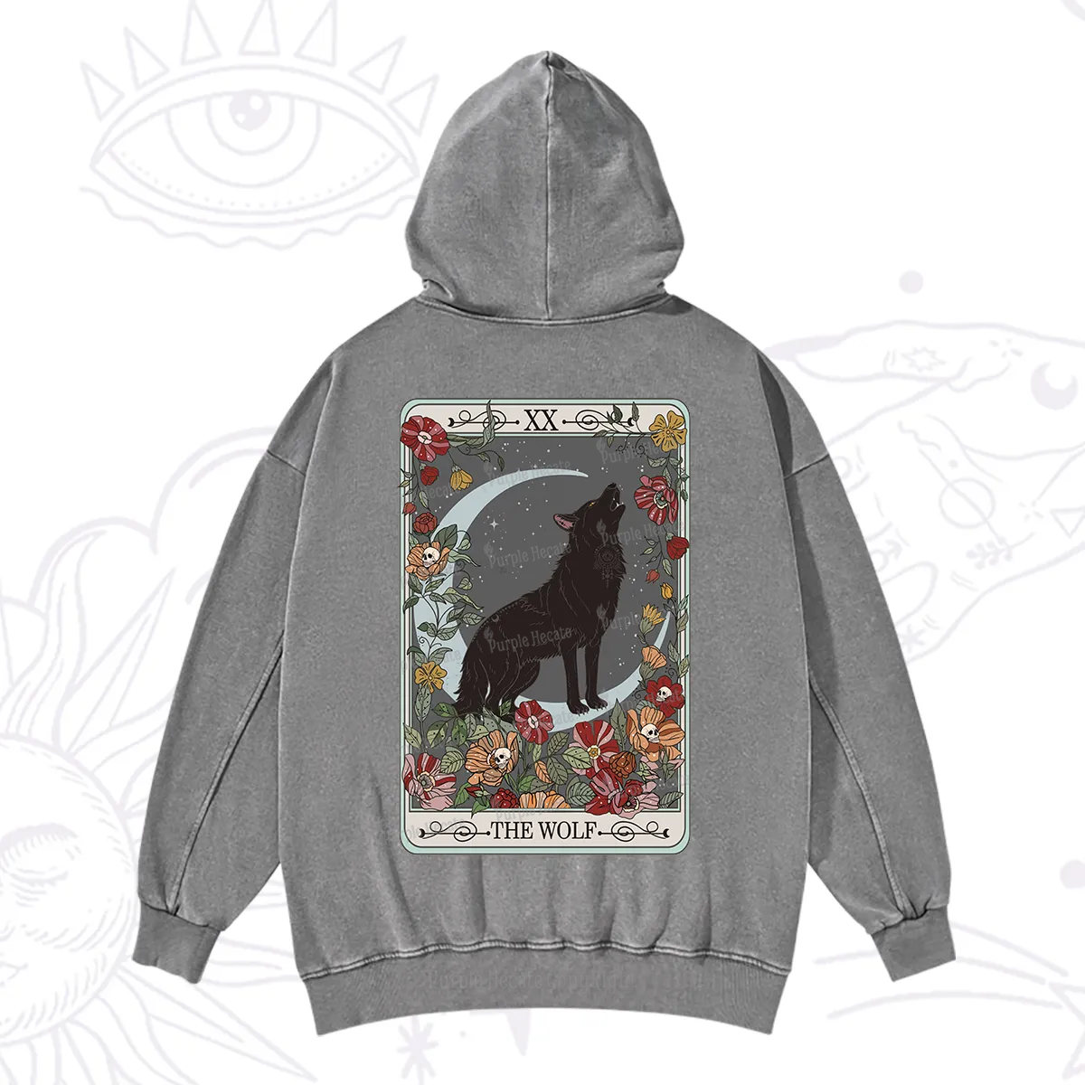 Purplehecate The Wolf Tarot Washed Hoodie