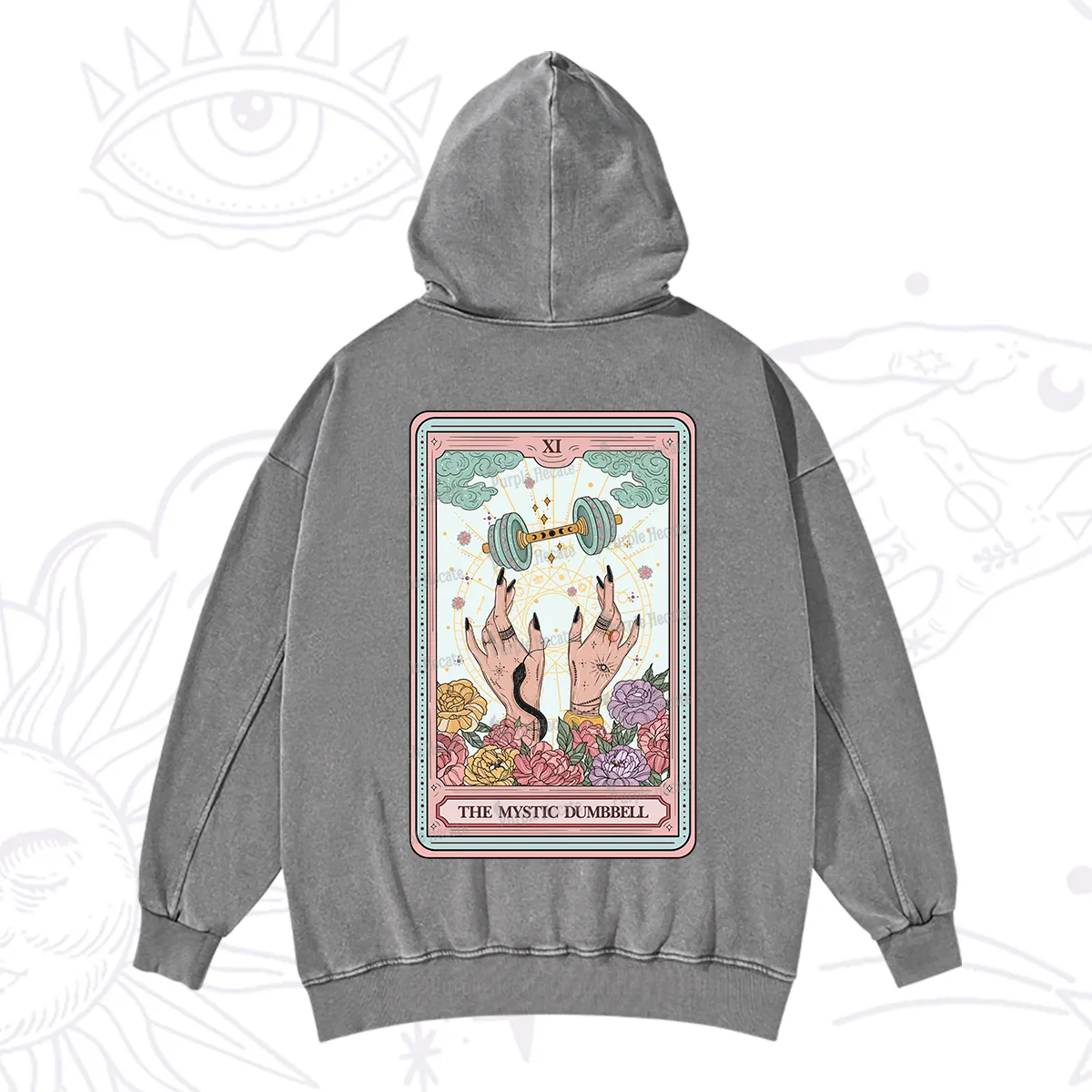 Purplehecate The Mystic Dumbbell Tarot Washed Hoodie