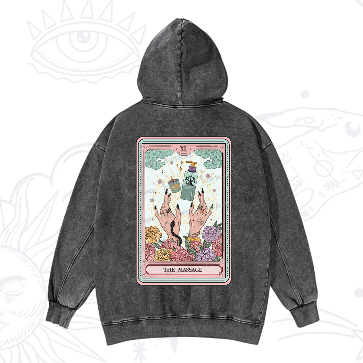 Purplehecate The Massage Tarot Washed Hoodie