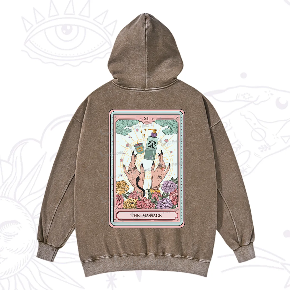 Purplehecate The Massage Tarot Washed Hoodie