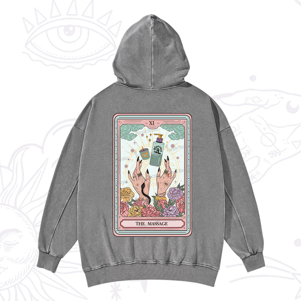 Purplehecate The Massage Tarot Washed Hoodie