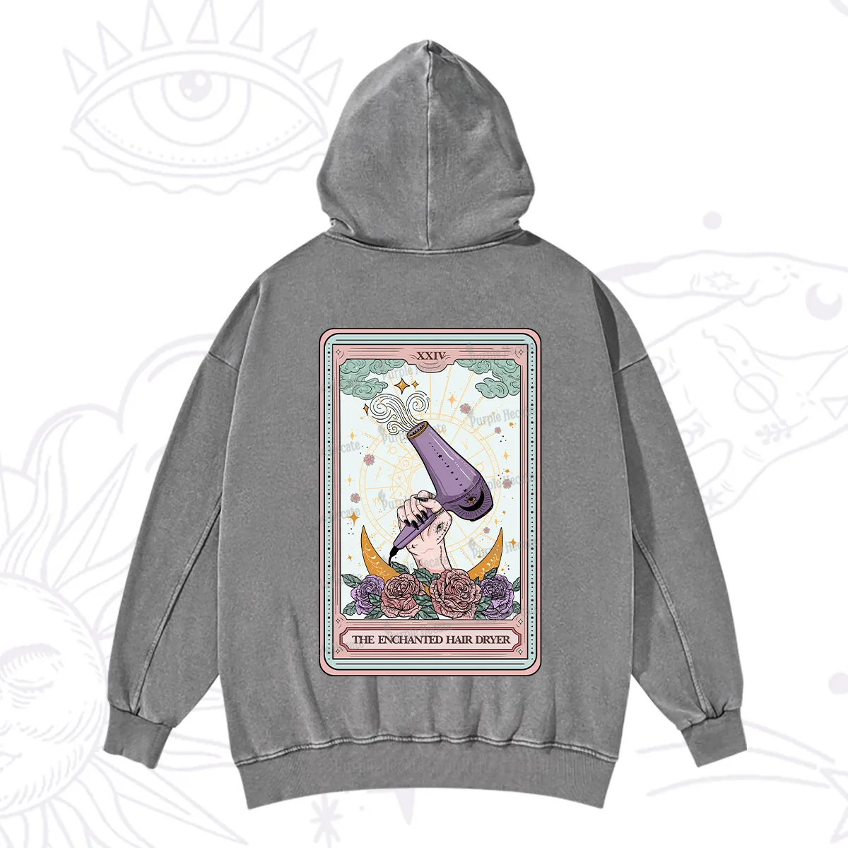 Purplehecate The Enchanted Hair Dryer Tarot Washed Hoodie