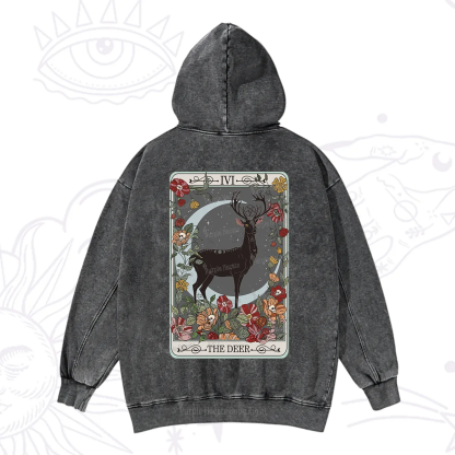 Purplehecate The Deer Tarot Washed Hoodie