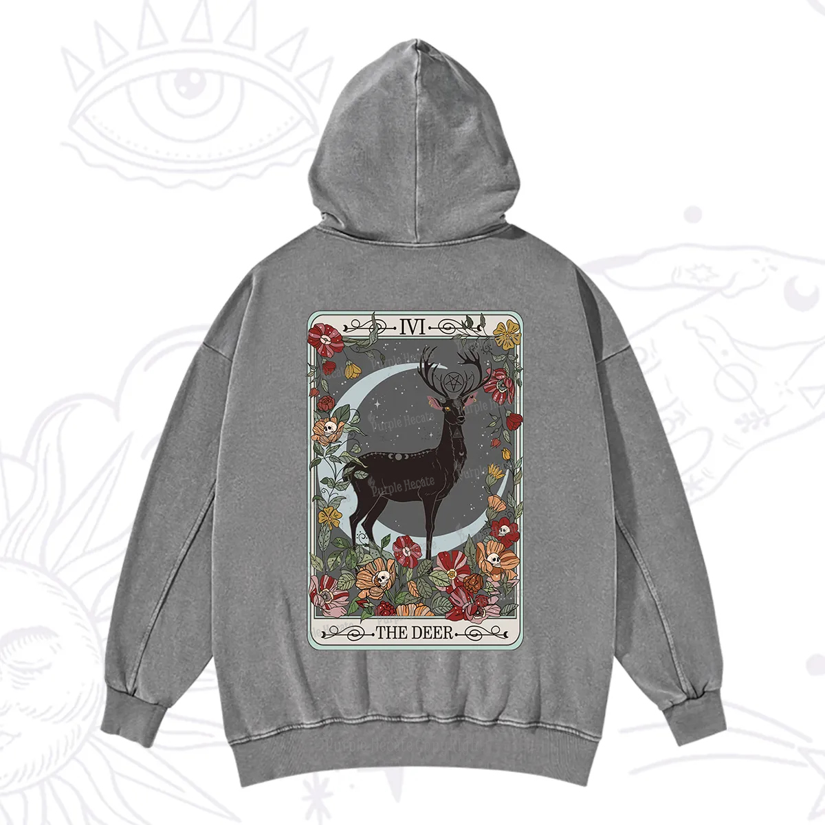 Purplehecate The Deer Tarot Washed Hoodie