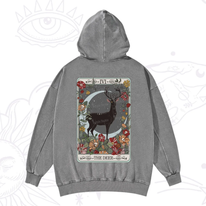 Purplehecate The Deer Tarot Washed Hoodie