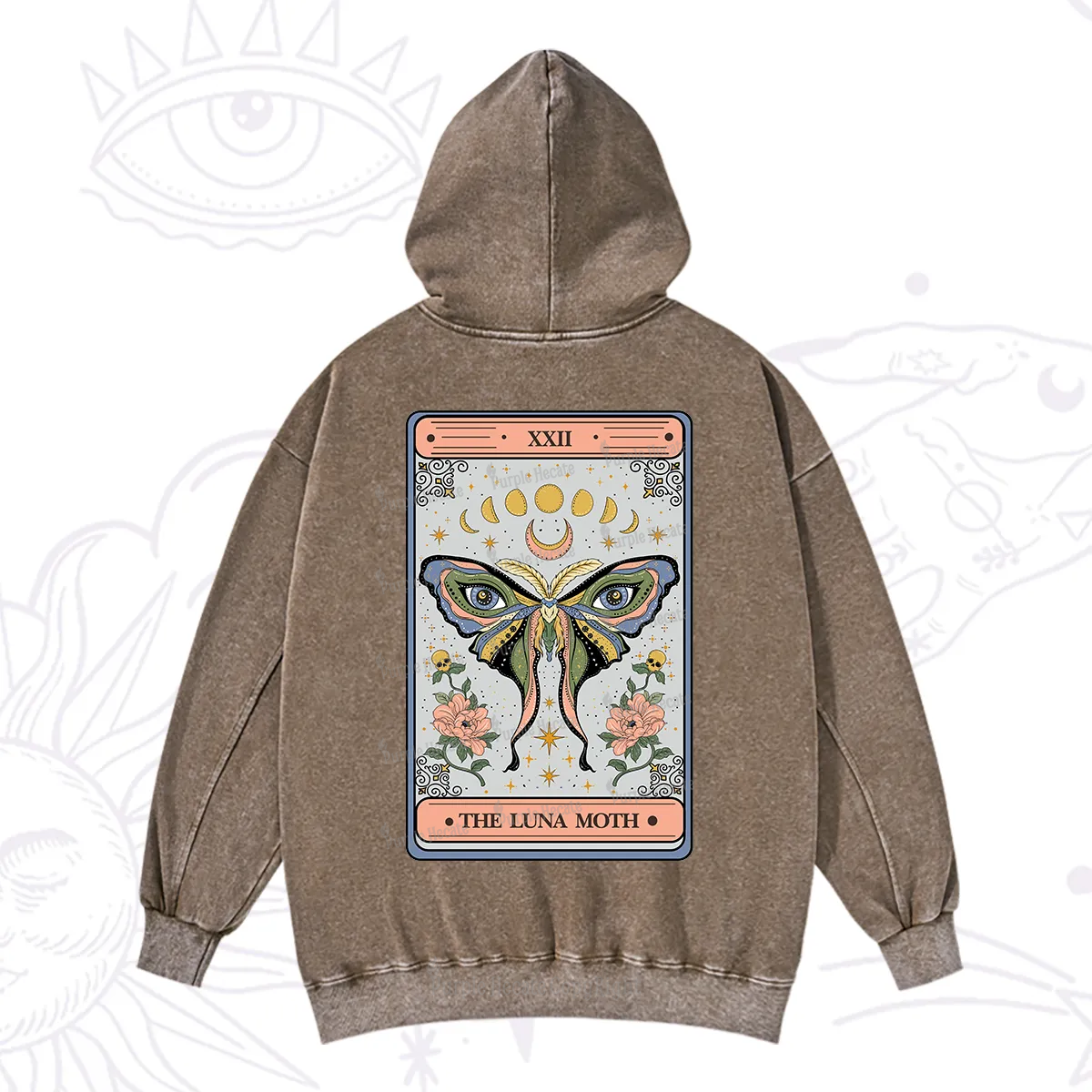 Purplehecate The Luna Moth Tarot Washed Hoodie