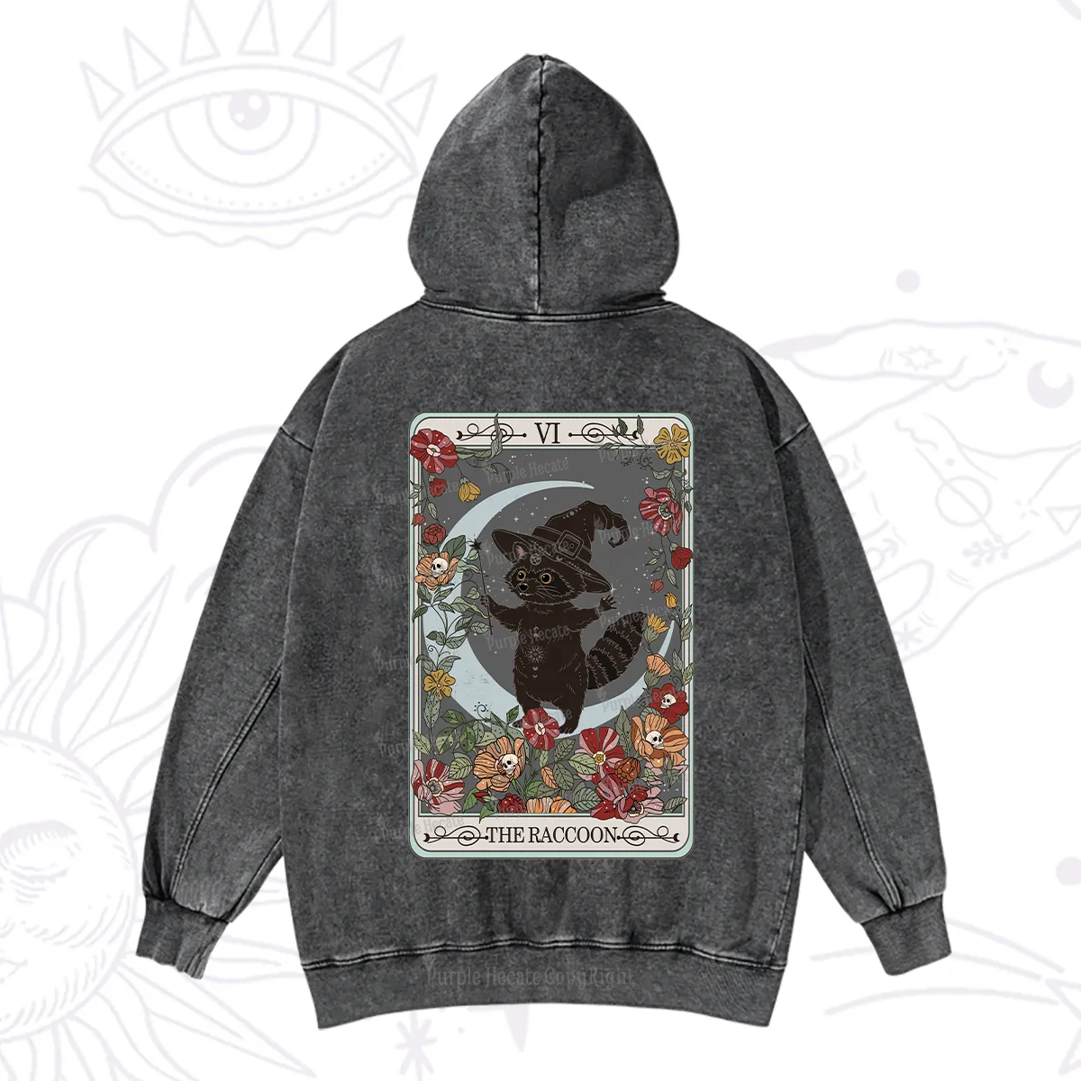 Purplehecate The Raccoon Tarot Washed Hoodie