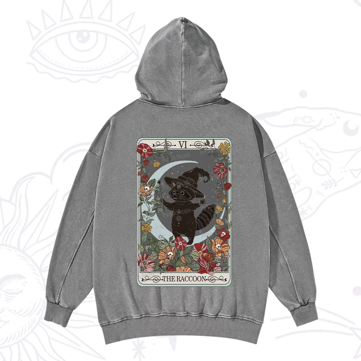 Purplehecate The Raccoon Tarot Washed Hoodie
