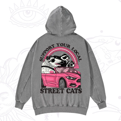 Purplehecate Support Local Street Cats Washed Hoodie