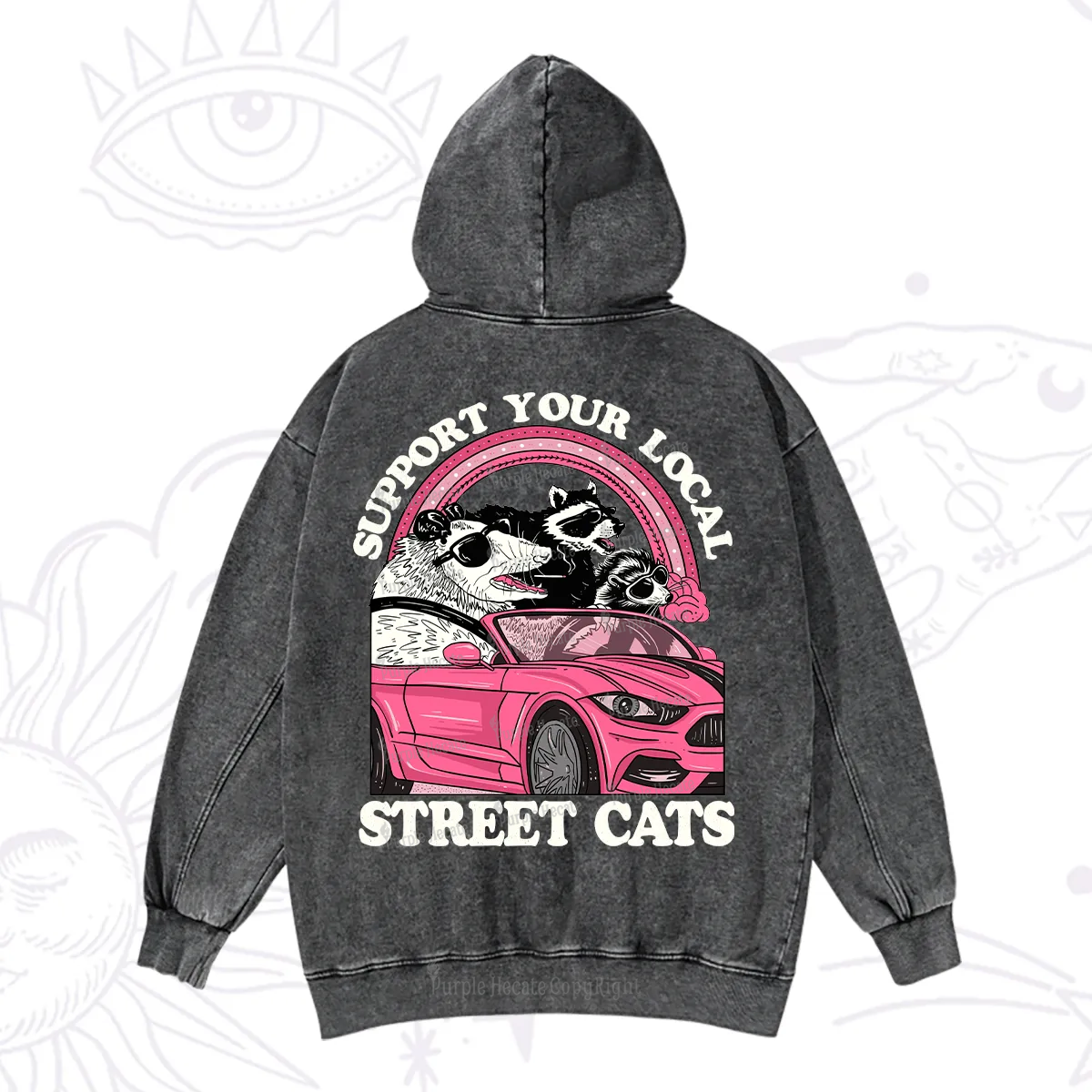 Purplehecate Support Local Street Cats Washed Hoodie