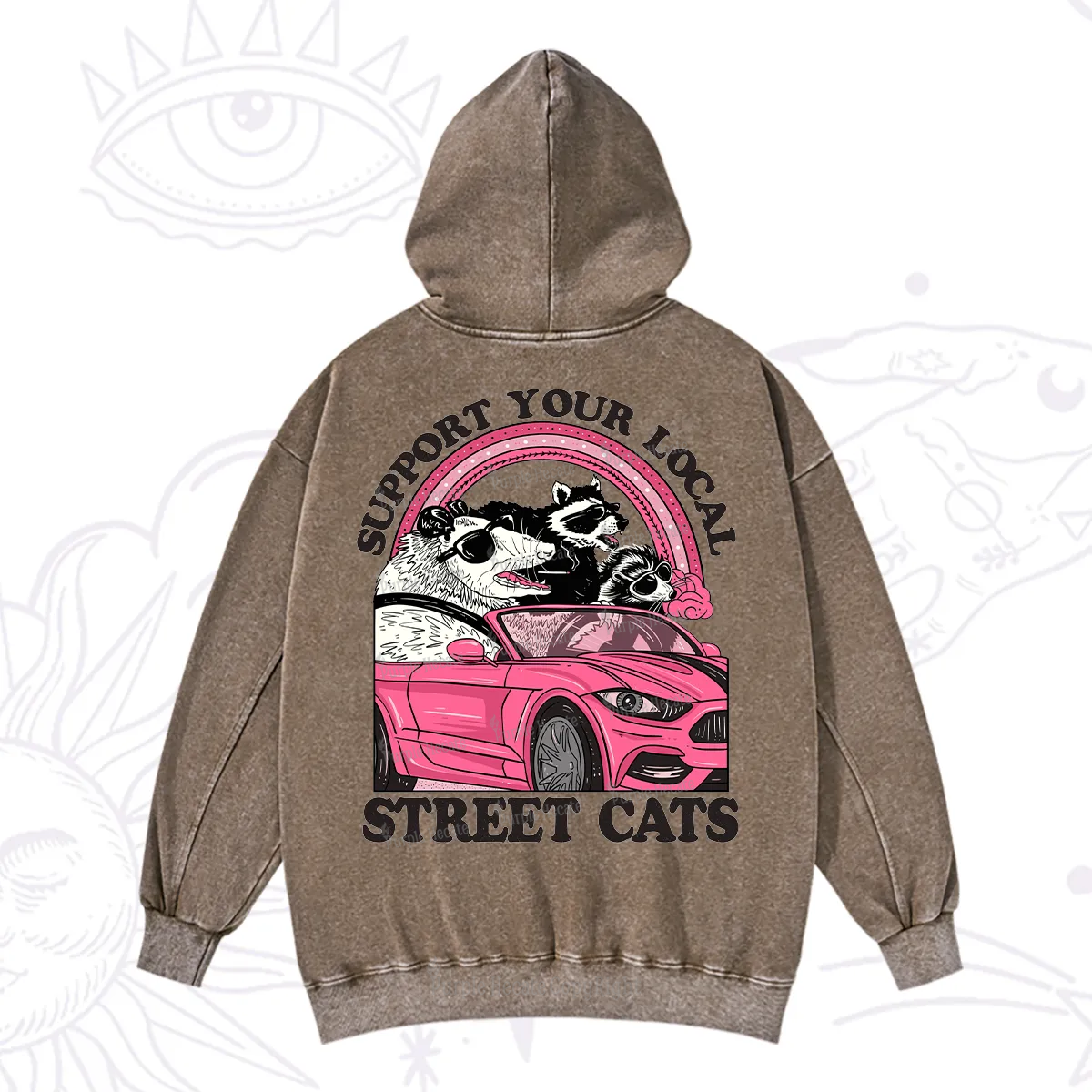 Purplehecate Support Local Street Cats Washed Hoodie
