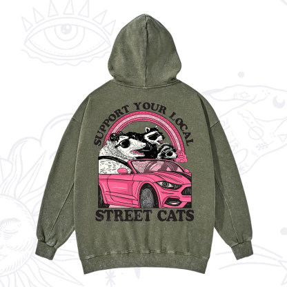Purplehecate Support Local Street Cats Washed Hoodie