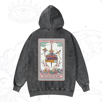 Purplehecate The Fantasy Reader Tarot Washed Hoodie