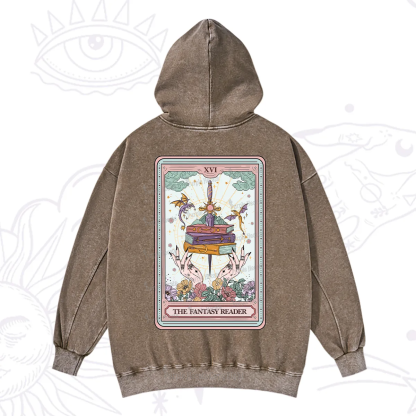 Purplehecate The Fantasy Reader Tarot Washed Hoodie