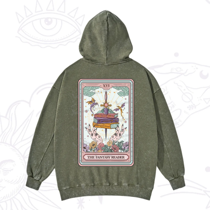 Purplehecate The Fantasy Reader Tarot Washed Hoodie