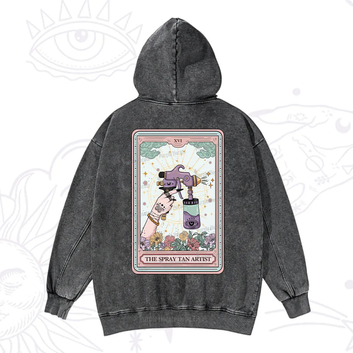 Purplehecate The Spary Tan Artist Tarot Washed Hoodie