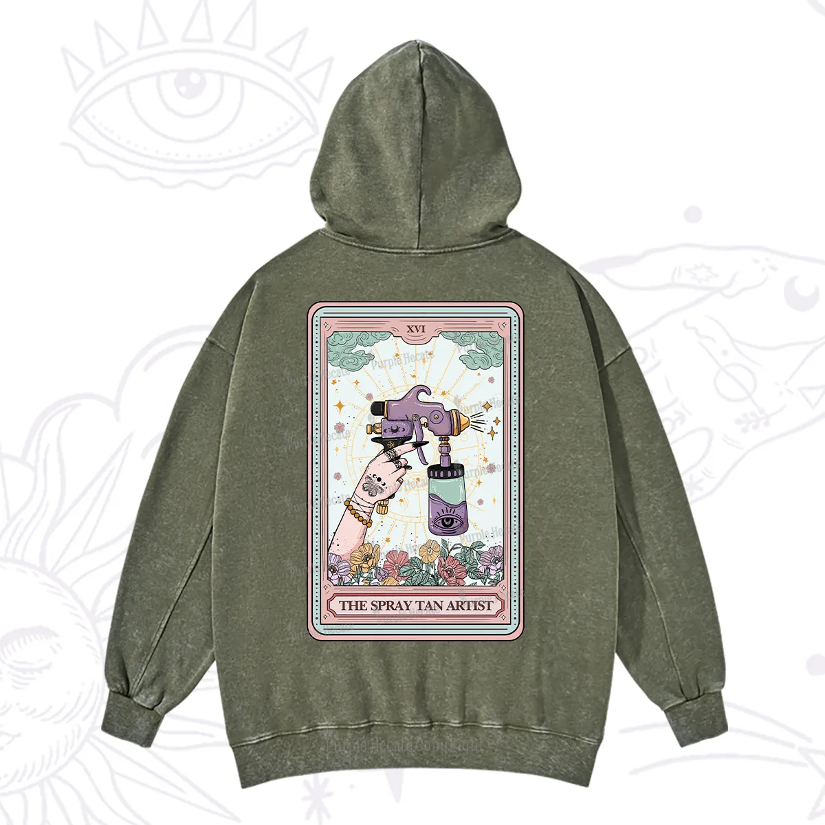 Purplehecate The Spary Tan Artist Tarot Washed Hoodie