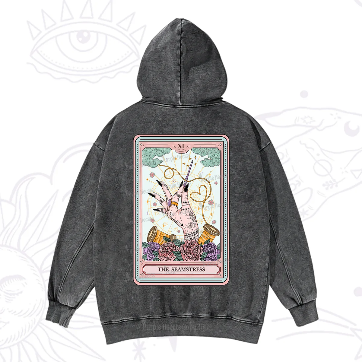 Purplehecate The Seamstress Tarot Washed Hoodie