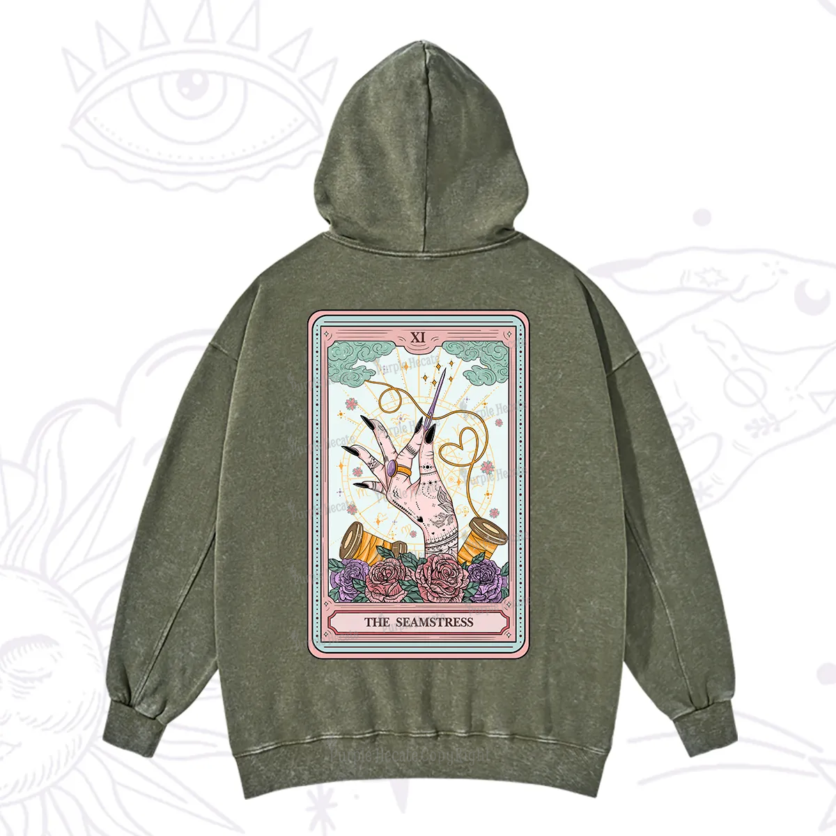 Purplehecate The Seamstress Tarot Washed Hoodie