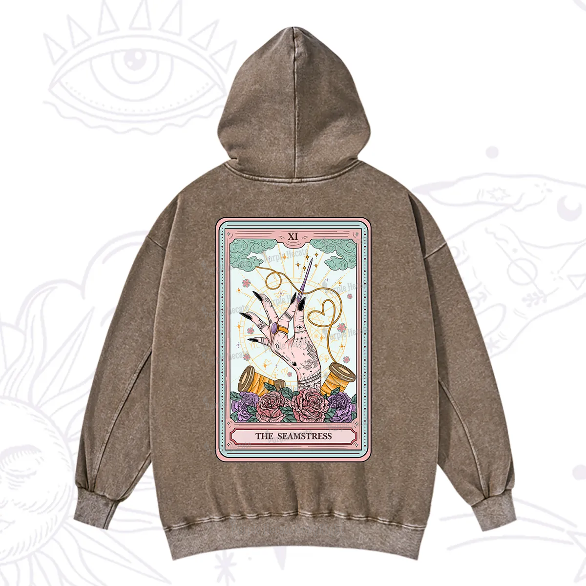 Purplehecate The Seamstress Tarot Washed Hoodie