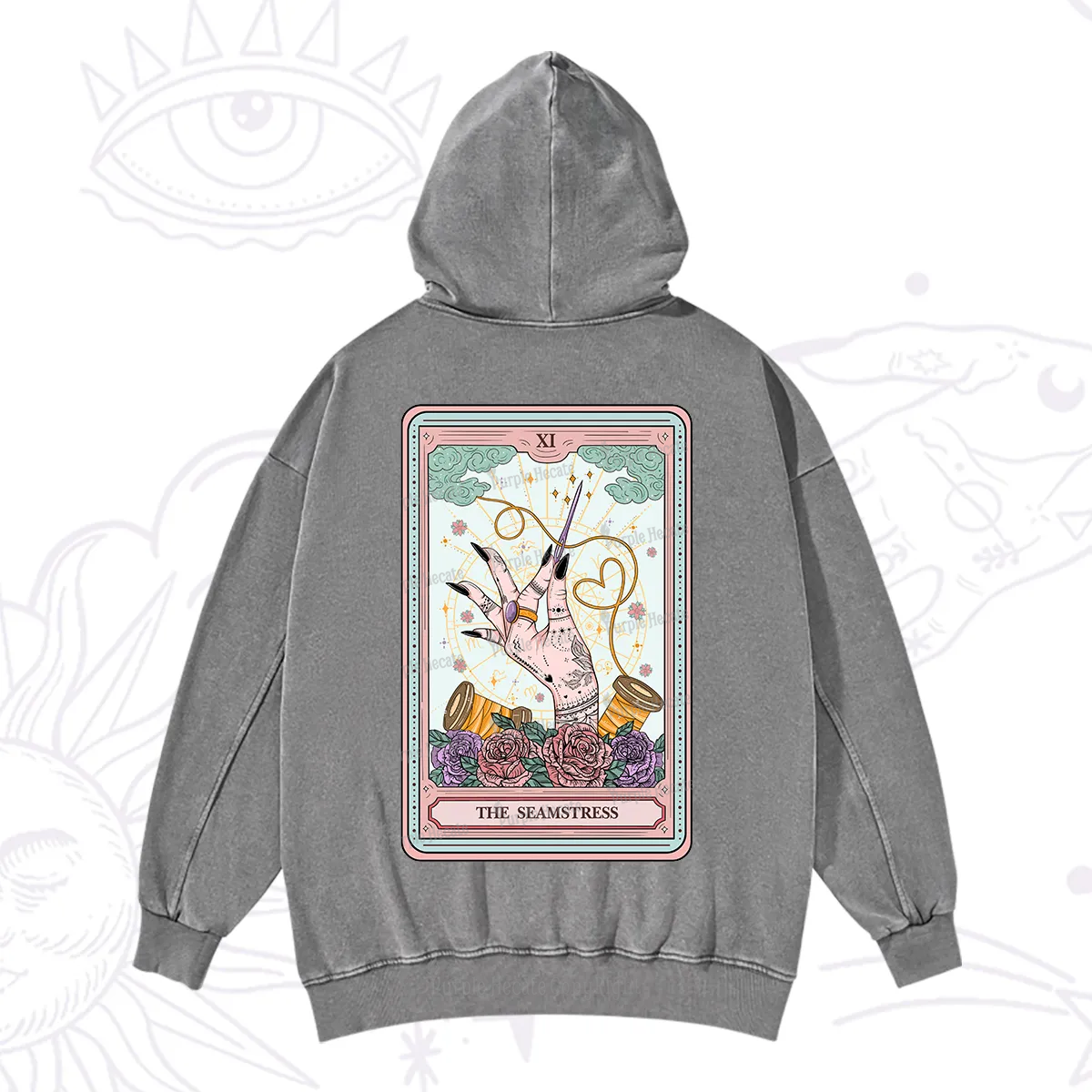 Purplehecate The Seamstress Tarot Washed Hoodie