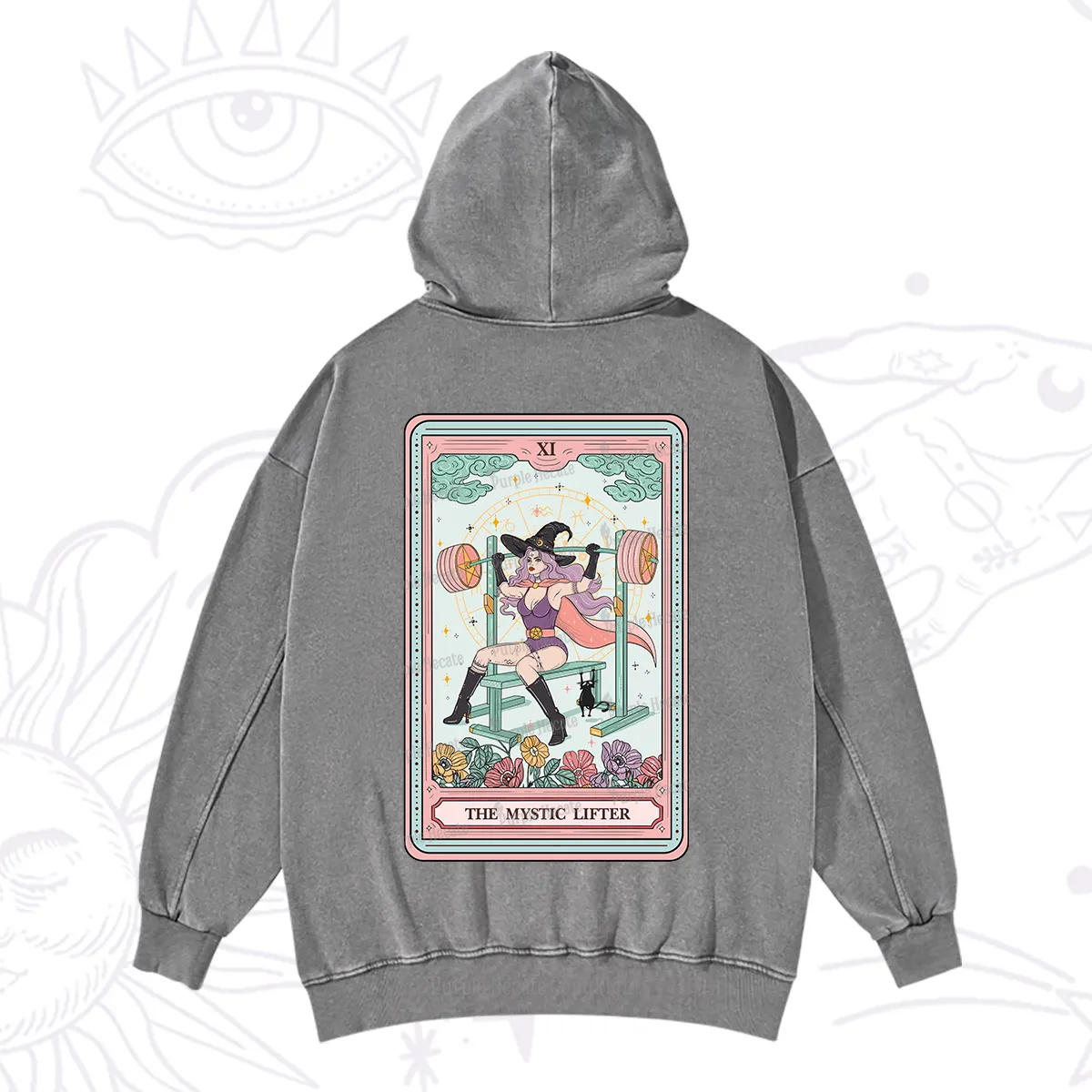 Purplehecate The Mystic Lifter Tarot Washed Hoodie