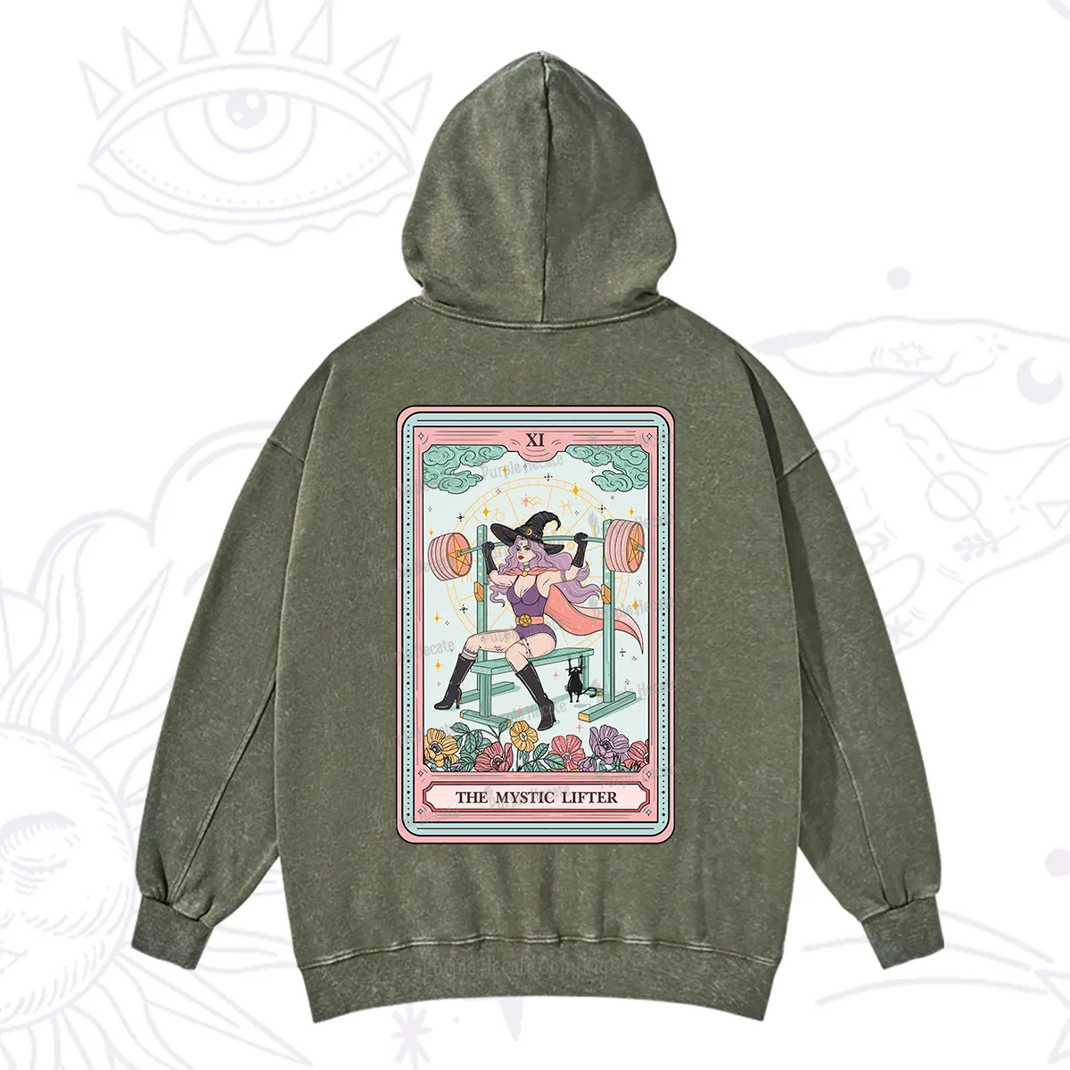 Purplehecate The Mystic Lifter Tarot Washed Hoodie