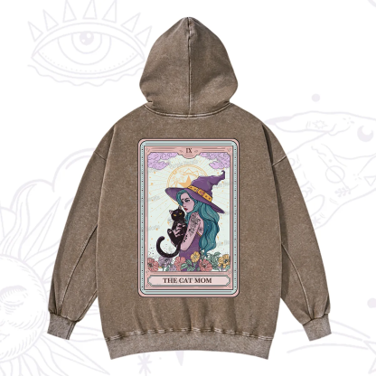 Purplehecate The Gothic Cat Mom Tarot Washed Hoodie