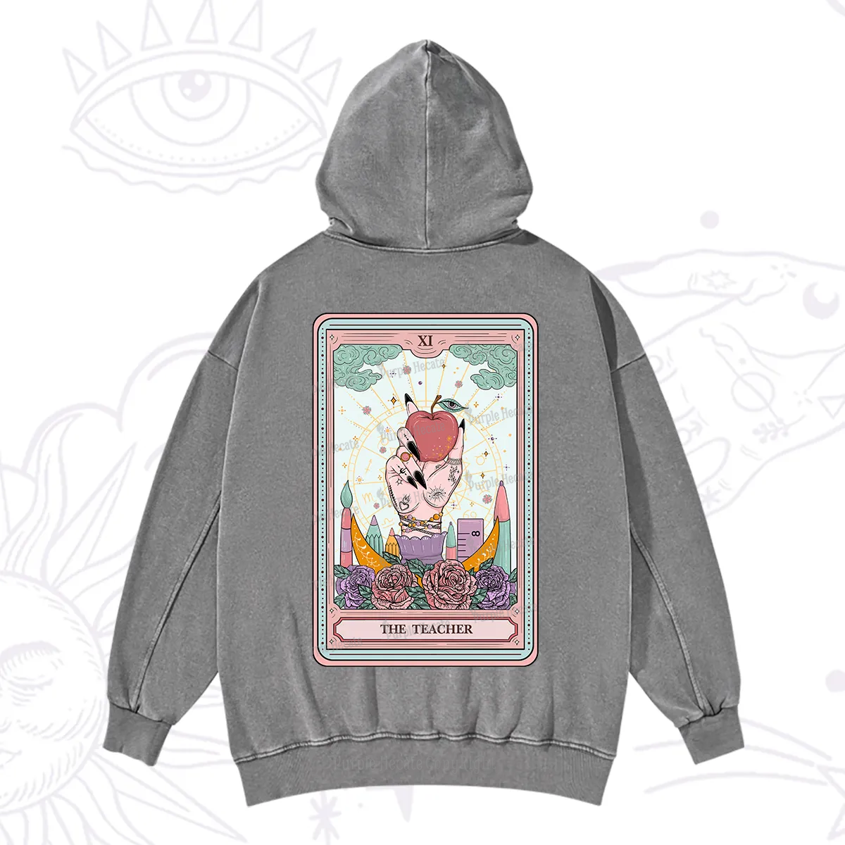 Purplehecate The Teacher Tarot Washed Hoodie